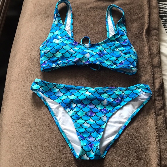 mermaid print bathing suit